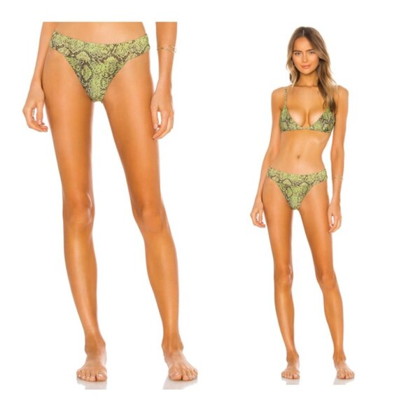 House of Harlow 1960 | NEW Anastasia Bikini Bottom in Green Python Size S - Picture 1 of 9